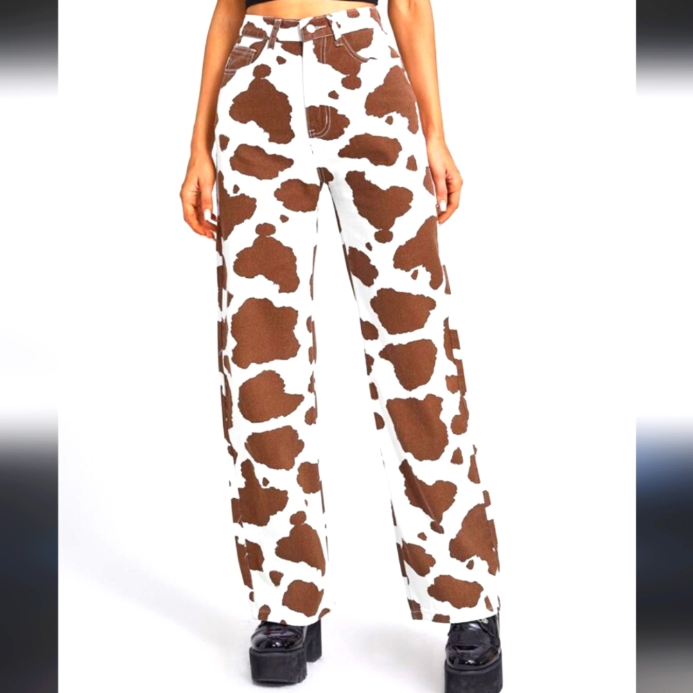 Brown Cow Print Jeans (size S) Shein US 4